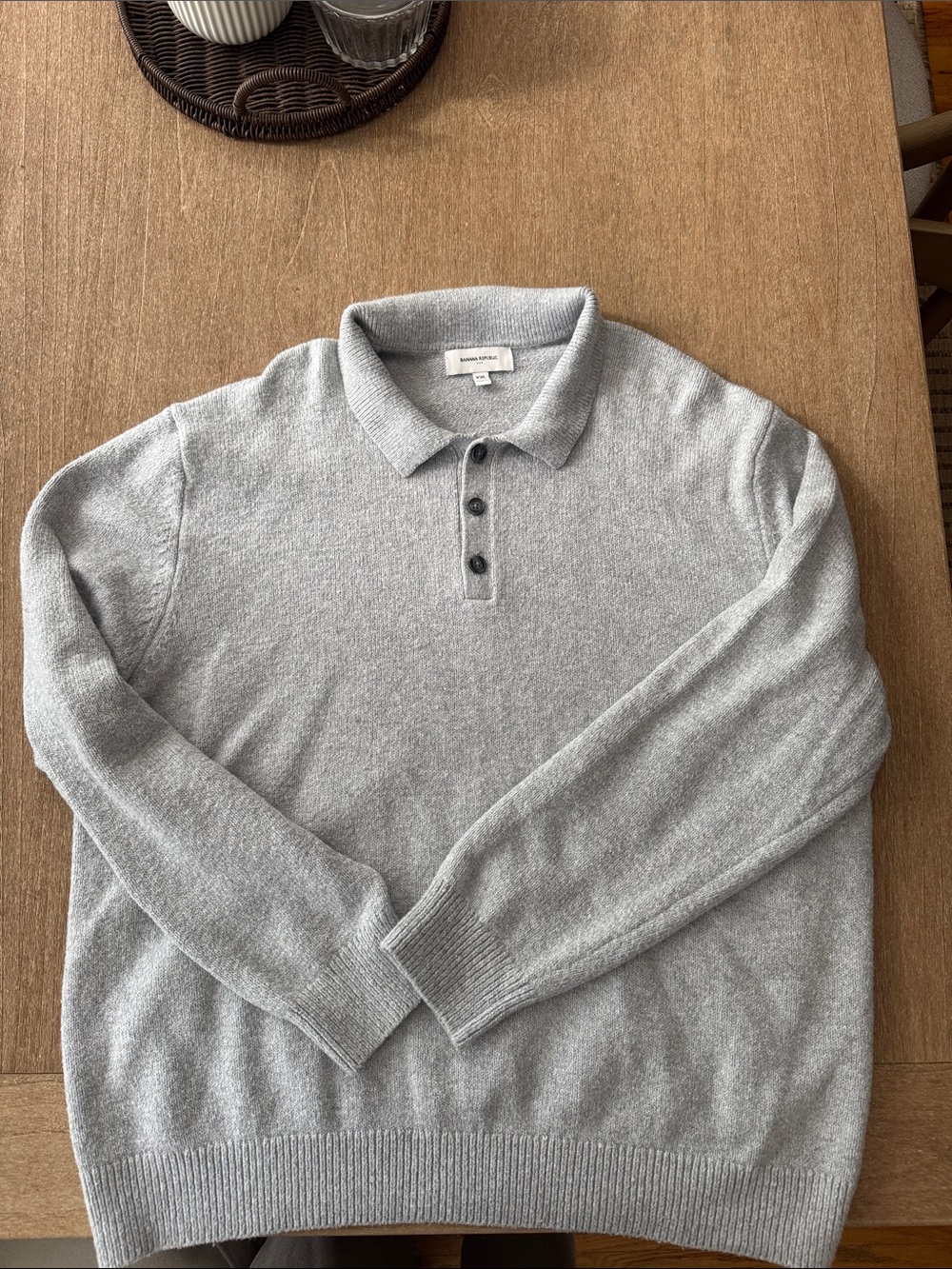 Banana Republic Light Gray Long-Sleeve Polo Sweater